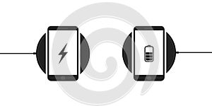 Wireless charging for smartphone . Phons on wireless charging , vecto icon on white bsckground