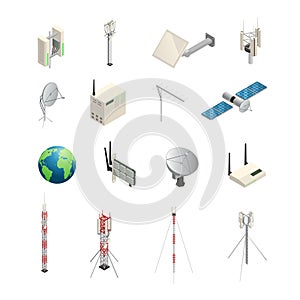 Wireless Communication Equipment Isometric Icons