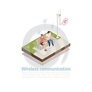 Wireless Communication Isometric Poster