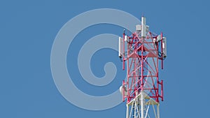 Wireless communication technology. Cellular antenna in front of sunlight. Telecommunication antenna system.