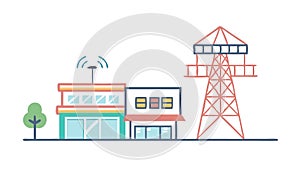 Wireless communication tower: network connectivity and digital infrastructure, vector design Generative AI