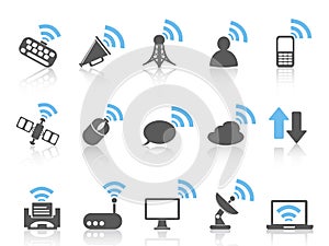 Wireless communications icon,blue series