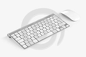 Wireless computer keyboard and mouse isolated on white background