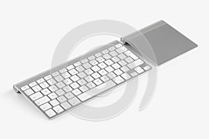 Wireless computer keyboard and trackpad isolated on white background