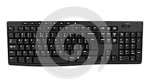 Wireless computer keyboard on white background