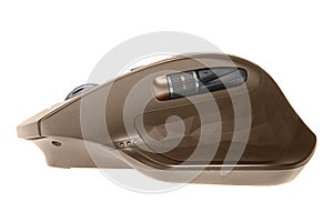 Wireless computer mouse. Brown color. Isolated on white background