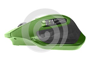 Wireless computer mouse. Green color. Isolated on white background