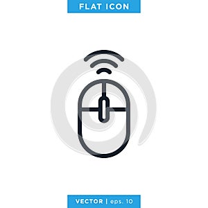 Wireless Computer Mouse Icon Vector Design Template.