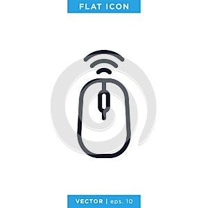 Wireless Computer Mouse Icon Vector Design Template.