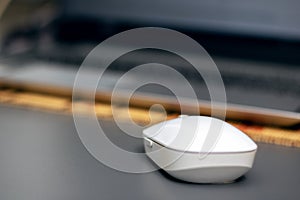 Wireless Computer Mouse and Laptop close up