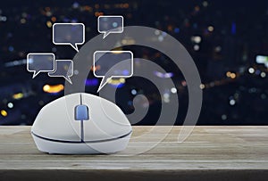 Wireless computer mouse with social chat sign and speech bubbles