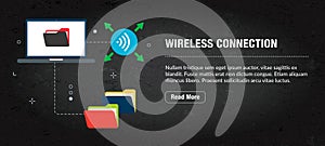 Wireless connection banner internet with icons in vector