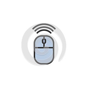 Wireless connection mouse filled outline icon