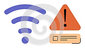 Wireless Connectivity Error Concept with wireless Signal and Caution Sign