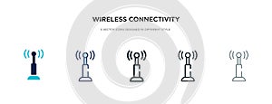 Wireless connectivity icon in different style vector illustration. two colored and black wireless connectivity vector icons