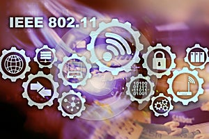 Wireless data transmission concept IEEE 802.11. Server background
