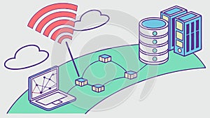 Wireless Data Transmission to Servers, vector design Generative AI