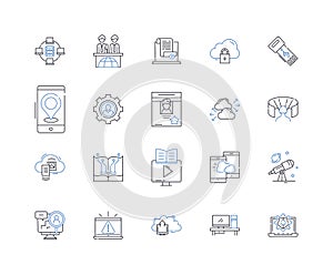 Wireless devices line icons collection. Bluetooth, WiFi, Hotspot, Router, Modem, Antenna, Receiver vector and linear