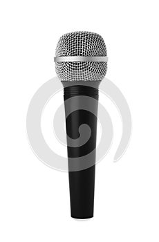 Wireless dynamic microphone on white background.