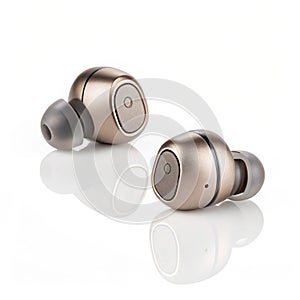 Wireless earbuds isolated on white background