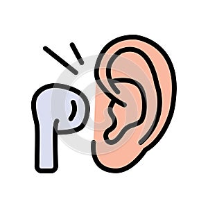 Wireless earphones headphones color icon. Headphones vector flat icon for web design isolated on white