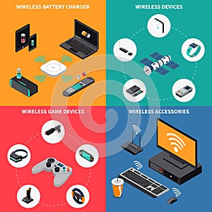Wireless Electronic Devices Isometric Concept