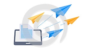 Wireless File Sharing: Digital Document Transfer & Connectivity, vector design Generative AI