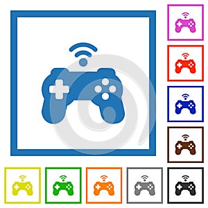 Wireless game controller flat framed icons