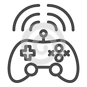 Wireless game controller line icon. Joypad vector illustration isolated on white. Game console outline style design