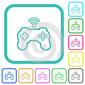 Wireless game controller outline vivid colored flat icons