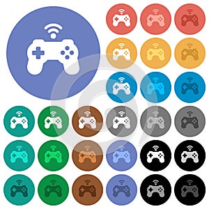 Wireless game controller round flat multi colored icons