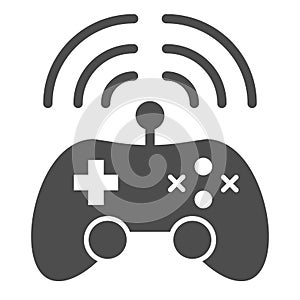 Wireless game controller solid icon. Joypad vector illustration isolated on white. Game console glyph style design