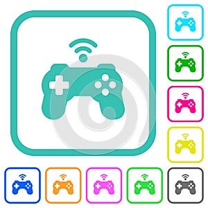Wireless game controller solid vivid colored flat icons