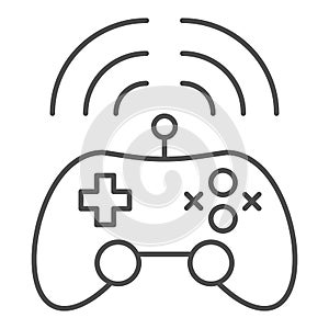 Wireless game controller thin line icon. Joypad vector illustration isolated on white. Game console outline style design