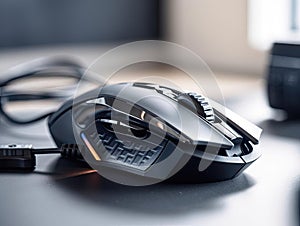 Wireless gaming mouse in minimalist office