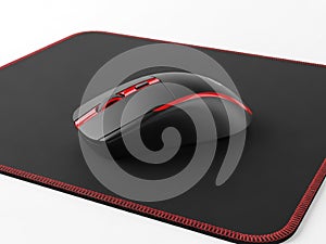 Wireless gaming mouse on mousepad