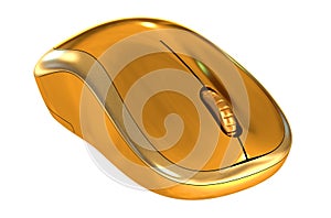 Wireless Golden Computer Mouse closeup