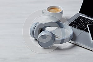 Wireless headphones on desk