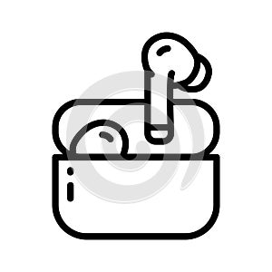 Wireless headphones icon. Outline wireless headphones vector icon for design isolated on white background