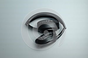 wireless headphones for listening to music on a gray background