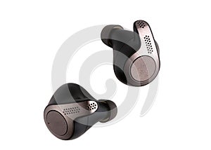 Wireless headphones on a white background.