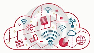 Wireless Internet Connectivity, Cloud Network, Smart Communication, vector design Generative AI