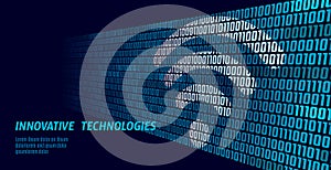 Wireless internet wifi connection. Big data binary code flow numbers. Global network high speed innovation connection