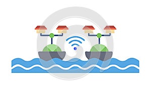 Wireless Island Network Vector Graphic, vector design Generative AI