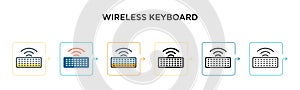 Wireless keyboard vector icon in 6 different modern styles. Black, two colored wireless keyboard icons designed in filled, outline