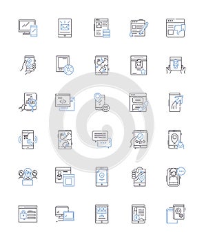 Wireless line icons collection. Bluetooth, Wifi, Cellular, Signal, Antenna, Router, Nerk vector and linear illustration