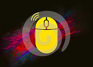 Wireless mouse icon colorful paint abstract background brush strokes illustration design