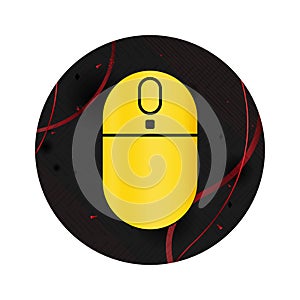 Wireless mouse icon elegant black round button