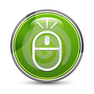 Wireless mouse icon elegant green round button vector illustration