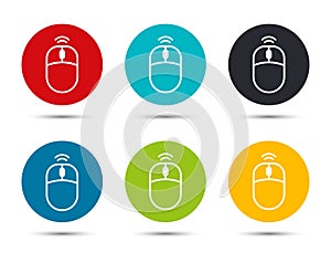 Wireless mouse icon flat round button set illustration design